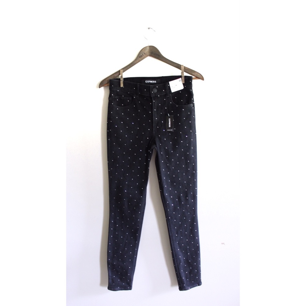 Express MidRise Rhinestone Sparkle Stud Skinny 2 4 - Picture 6 of 10